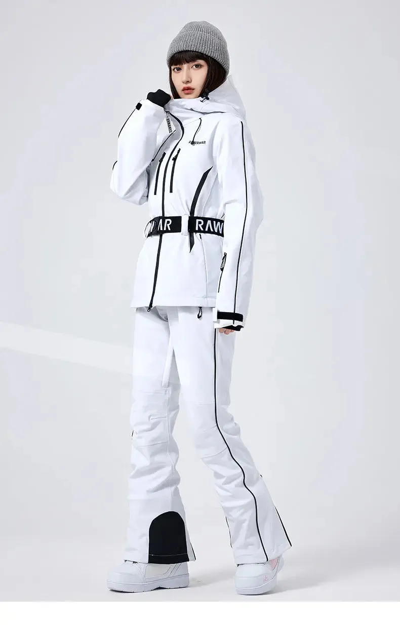 2 Pieces Women Snow Jackets with Matched Bibs Pants