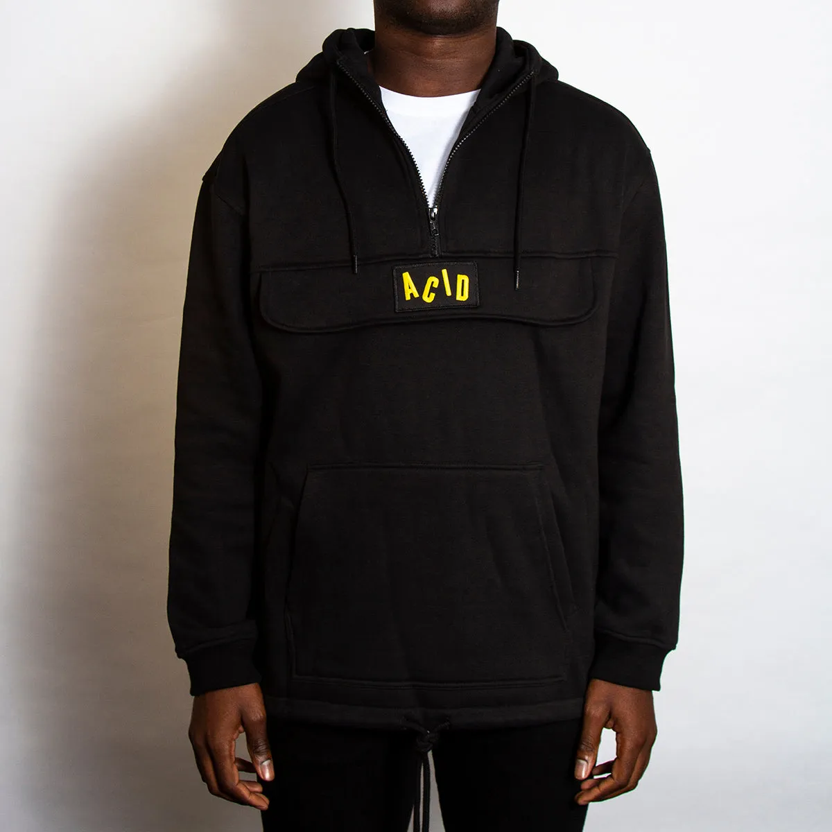 Acid Letter - 3/4 Zipped Pullover Hood - Black