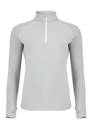 Adults Half Zip Baselayer - A Little Bit Racey - Grey & White