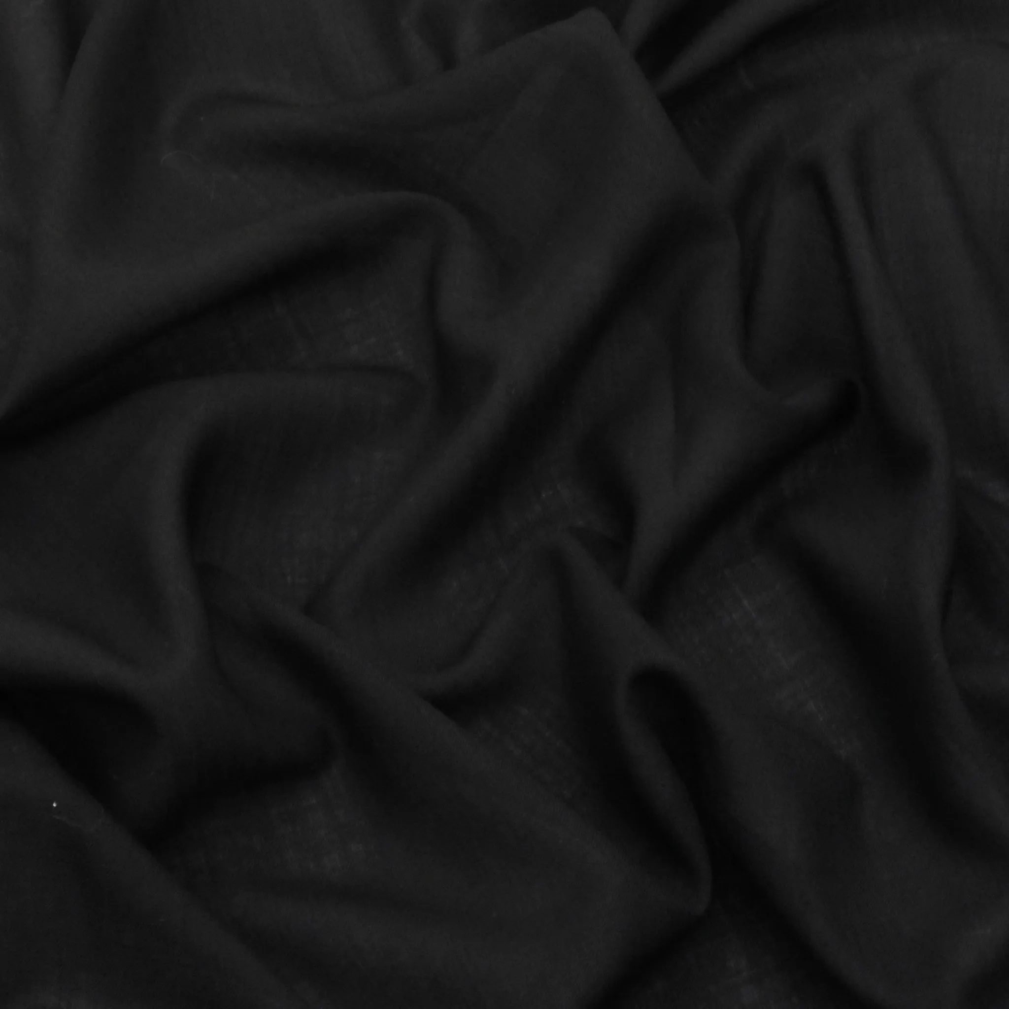 Basic Black Semi-Opaque Wool Blend Woven Shirting Fabric