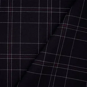 Black-Burgundy-Multi Polyester Wool Blend Plaid Shirting Woven Fabric