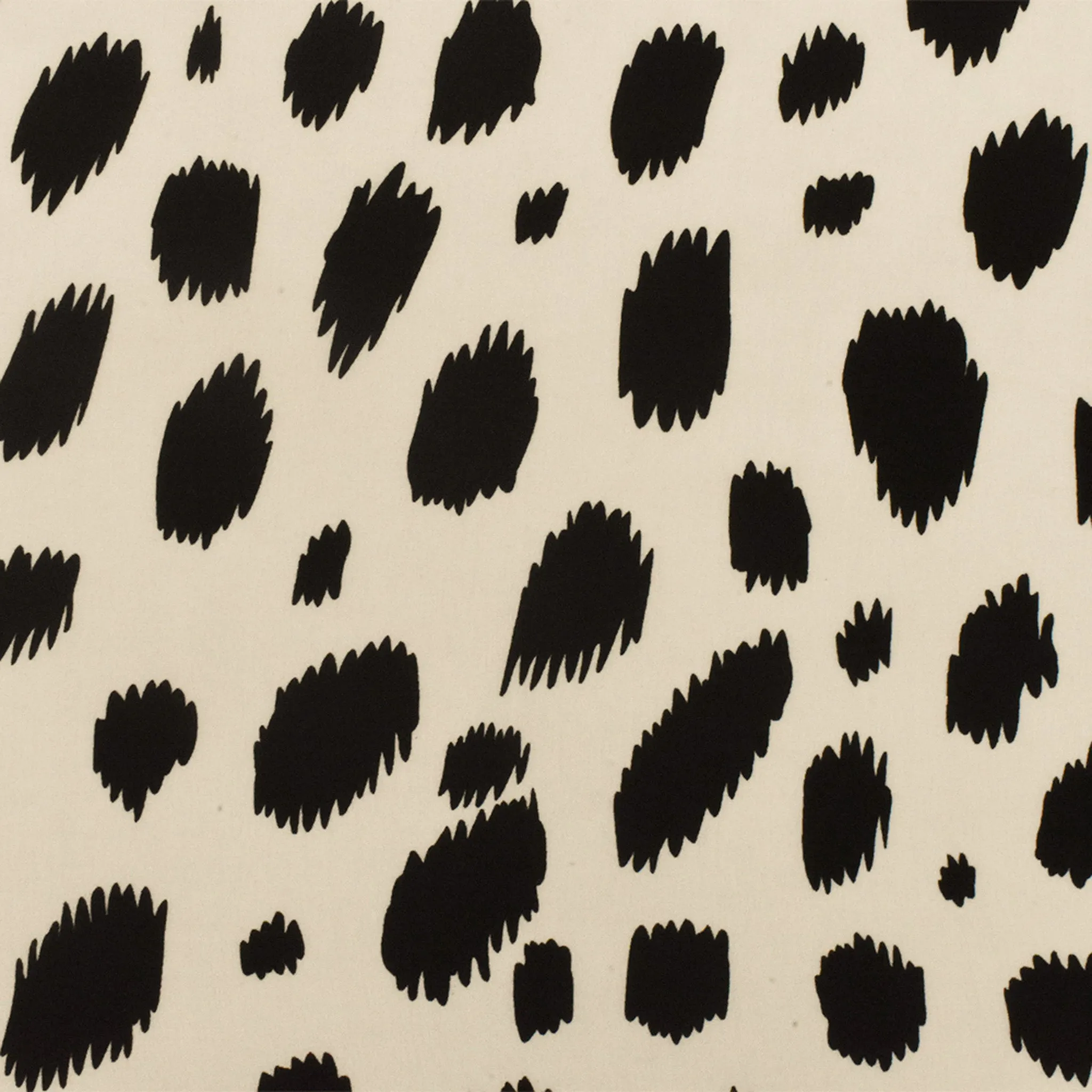 Black-Ivory Famous Designer Silk Spots Printed Crepe De Chine Fabric