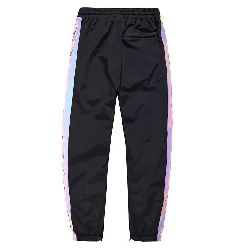 Black Skiing Pants with Reflective Stripes Winter Snow Pants