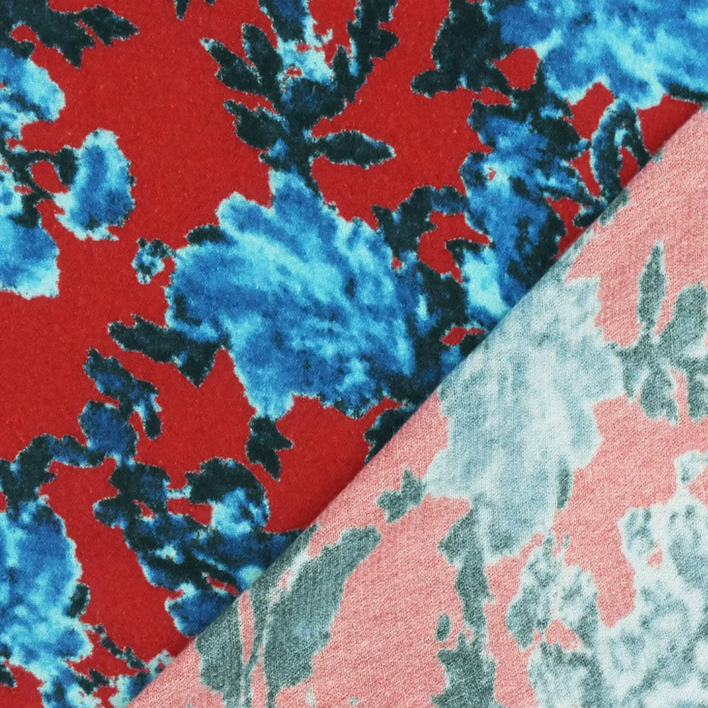 Blue-Red-Multi Famous Designer Floral Printed Rayon Gauze Fabric