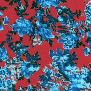 Blue-Red-Multi Famous Designer Floral Printed Rayon Gauze Fabric