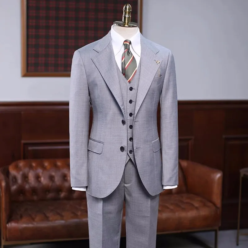 Boyd Gray Formal Notched Lapel Three-Piece Business Suit