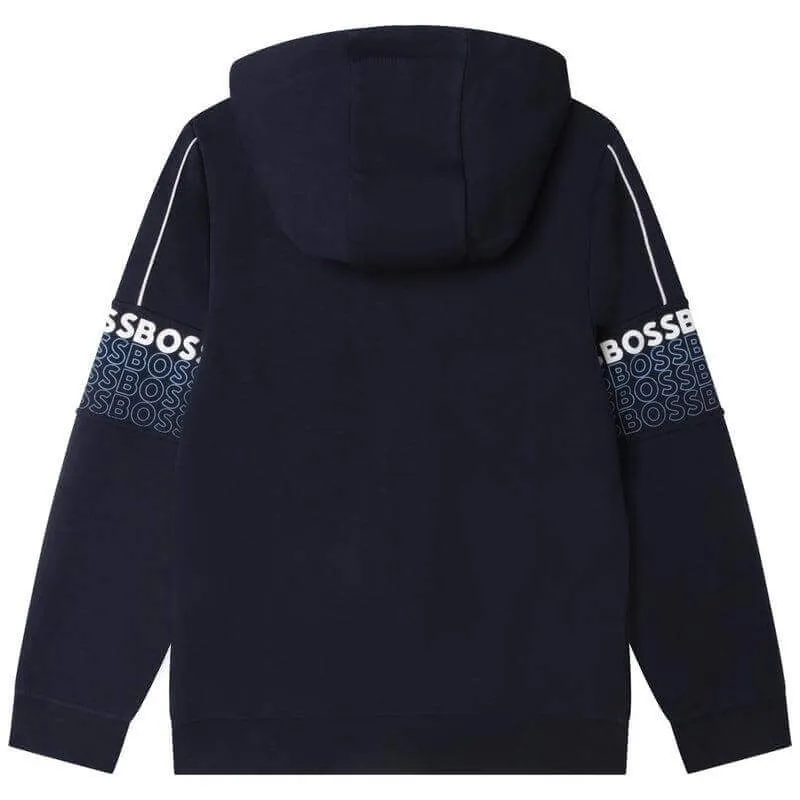 Boys Navy Logo Hoodie & Shorts Set