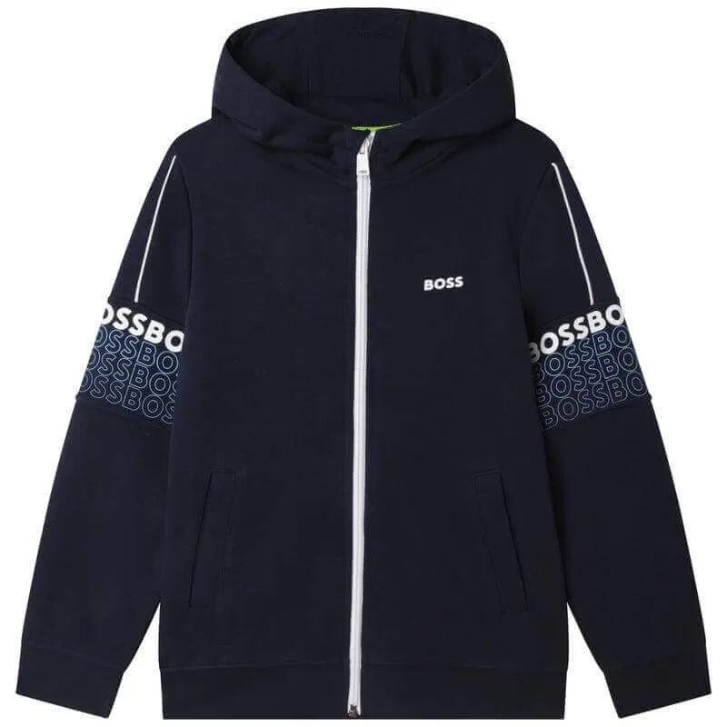 Boys Navy Logo Hoodie & Shorts Set