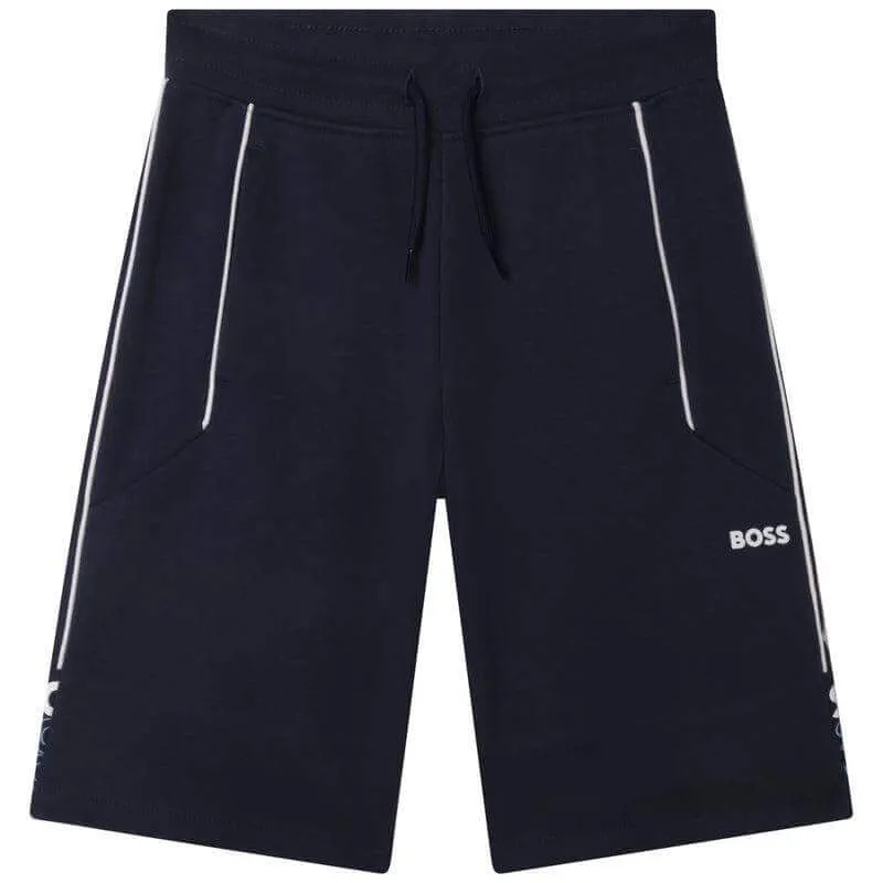 Boys Navy Logo Hoodie & Shorts Set