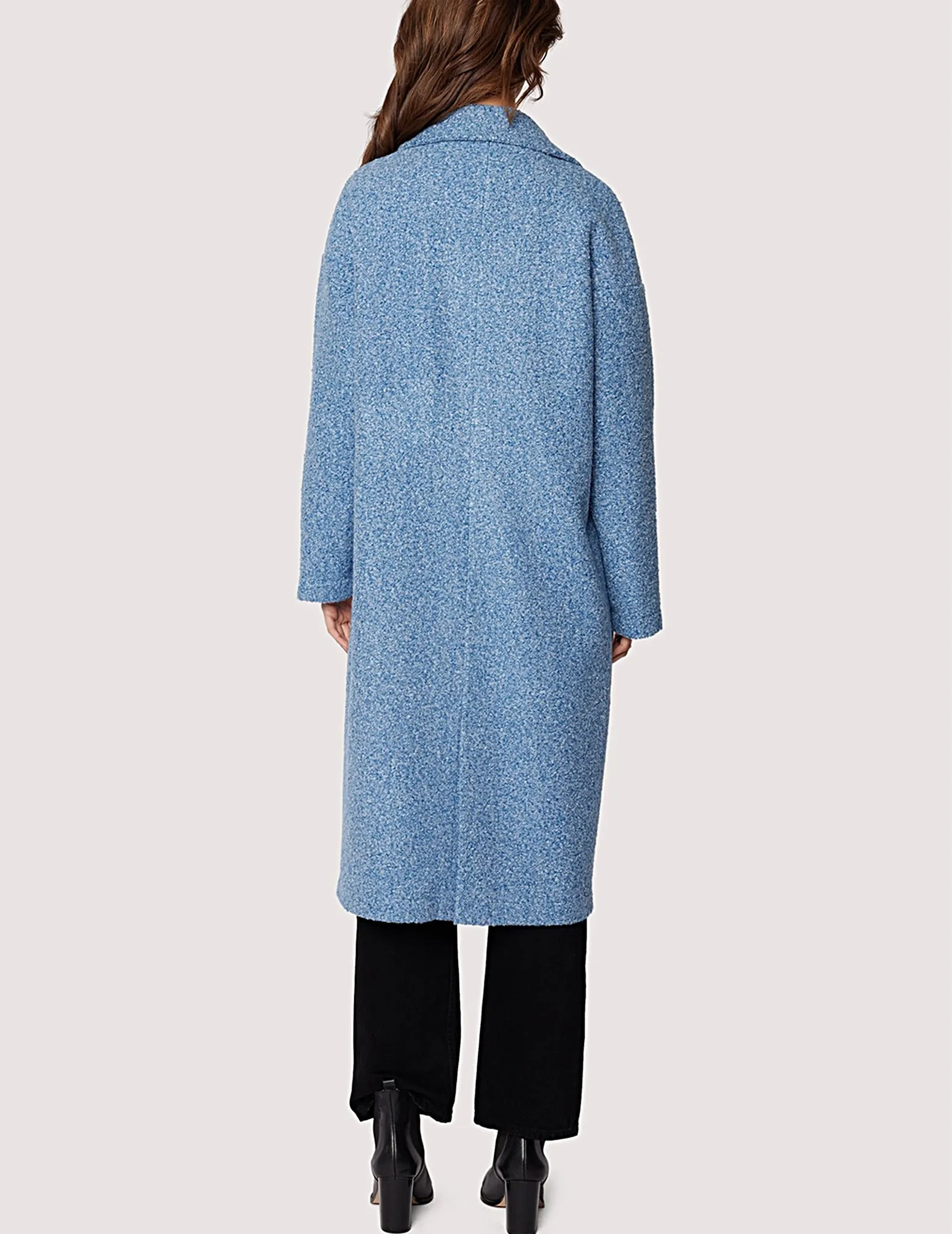 Carrie Blue Boucle Wide Collar Coat