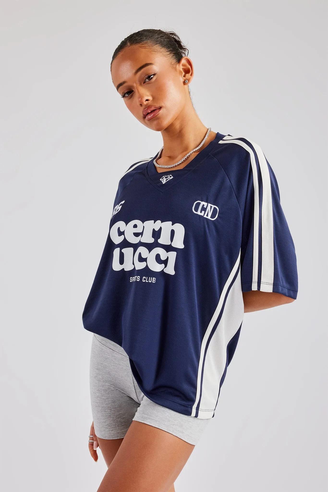 Cernucci Embroidered Football Top - Navy