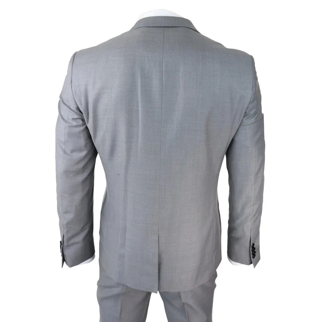 Charles - Men's Light Grey 3 Piece Suit Wedding Summer Prom Grooms