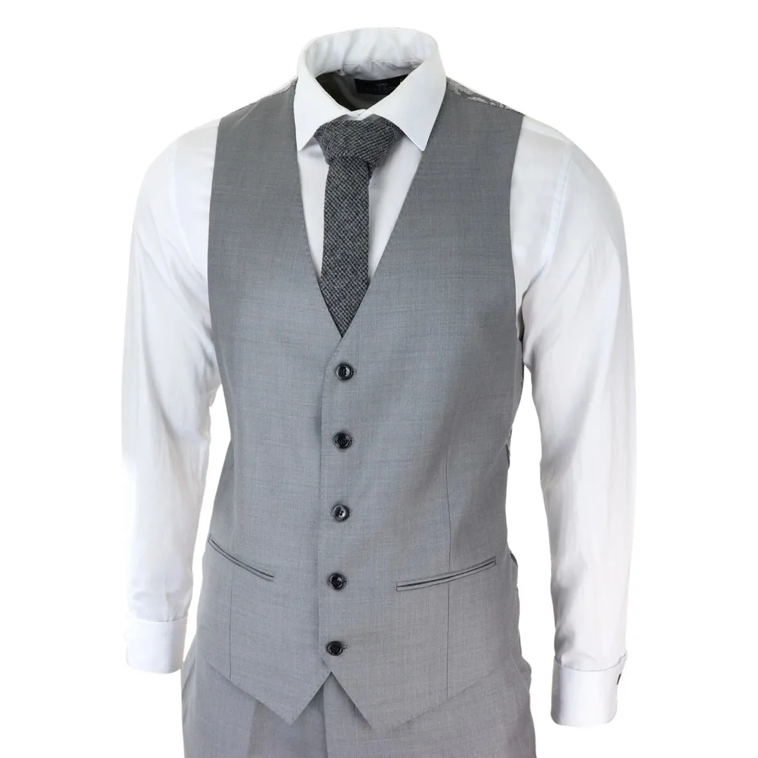 Charles - Men's Light Grey 3 Piece Suit Wedding Summer Prom Grooms