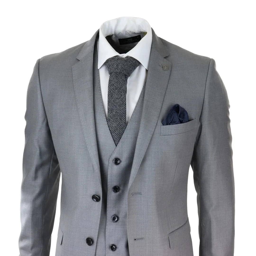 Charles - Men's Light Grey 3 Piece Suit Wedding Summer Prom Grooms