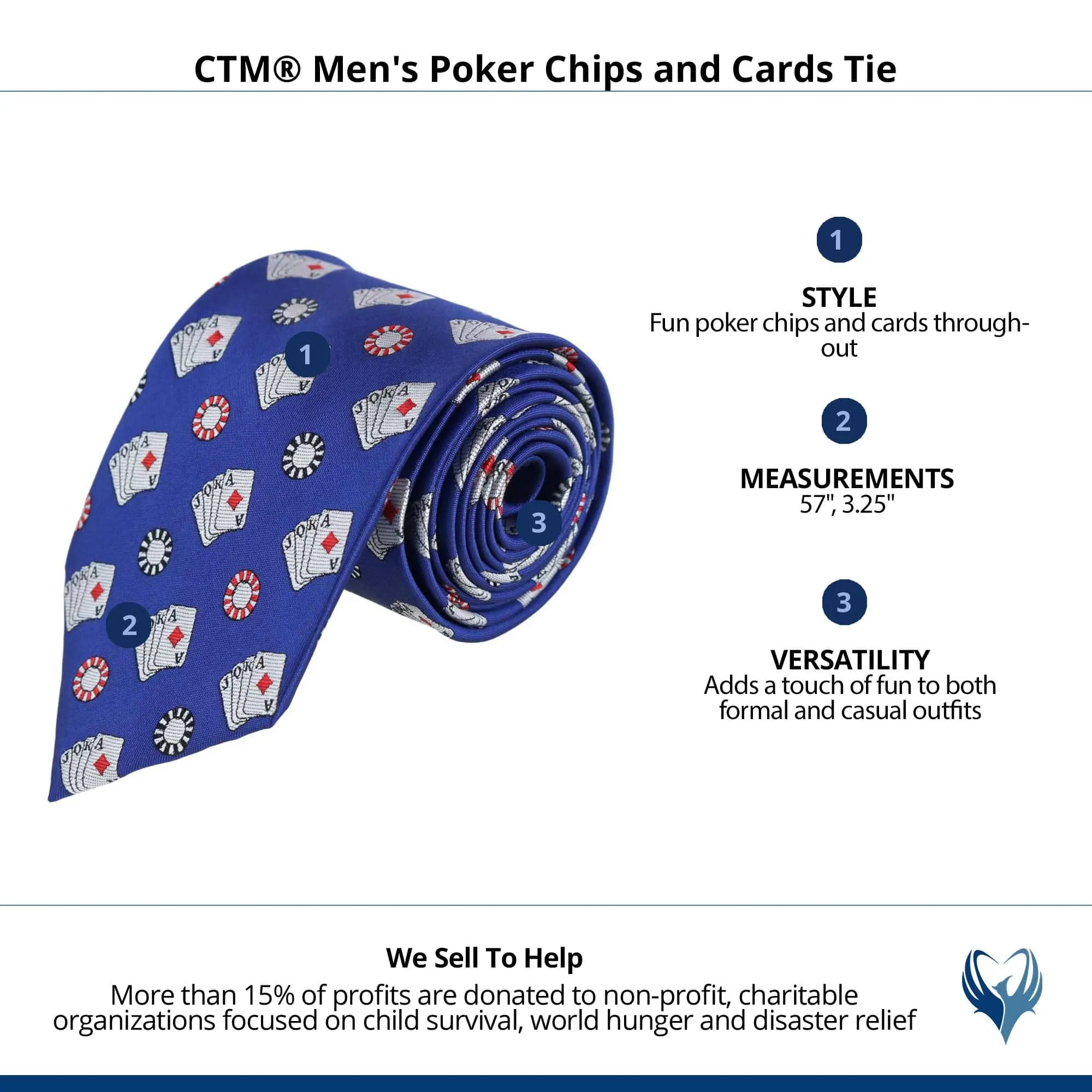 CTM® Men's Poker Chips and Cards Tie