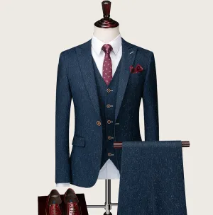 Dark Blue Green Classic Style Suit