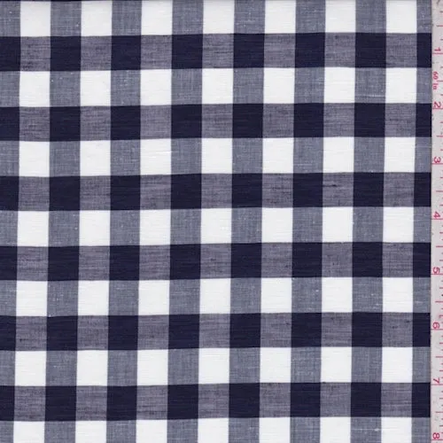 Dark Navy/White Check Shirting Fabric