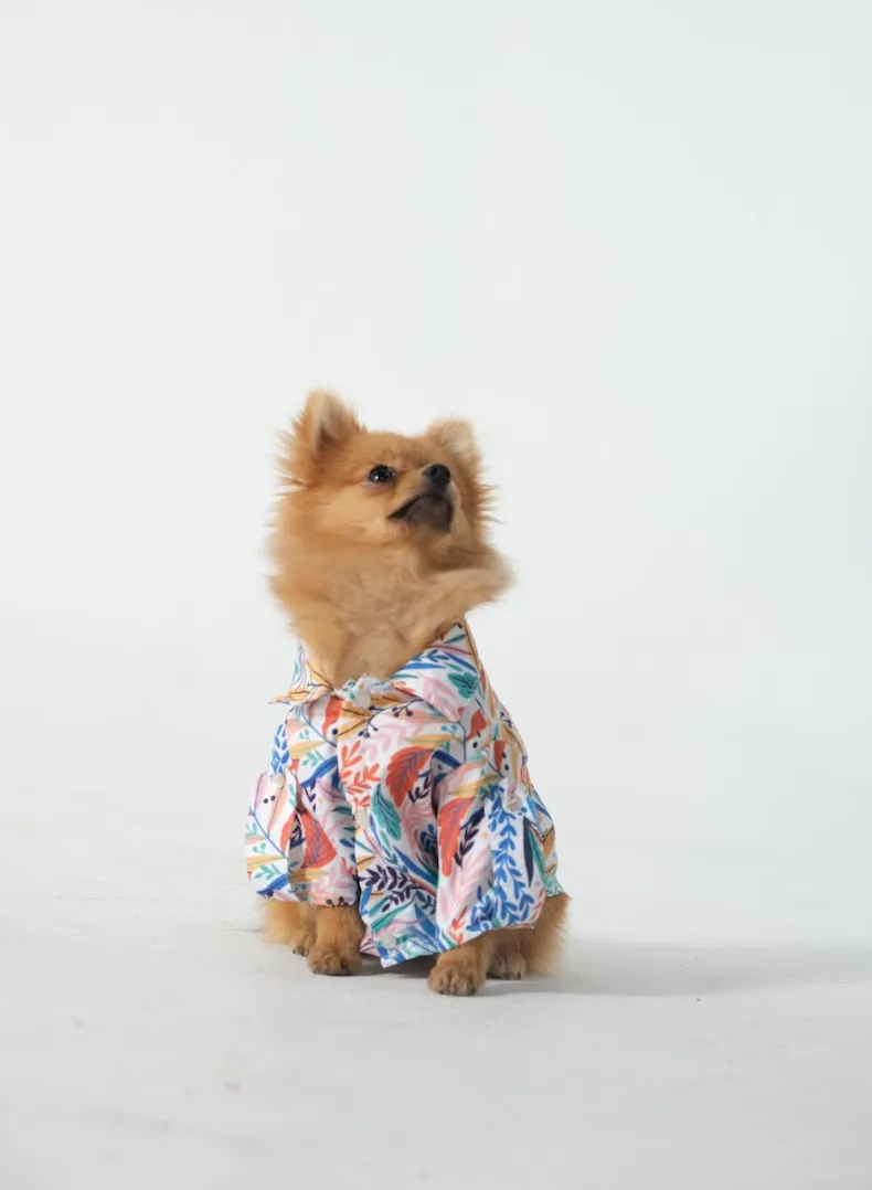 Dog Shirt Tropical White