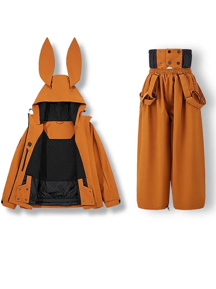 Doorek Kids Detachable Rabbit Ears Hooded Snow Suits