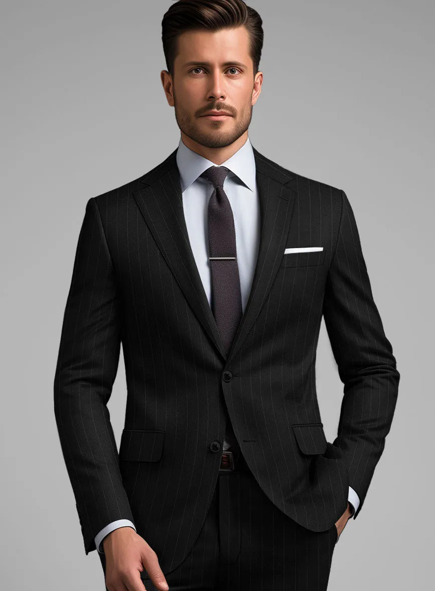 Hardy Minnis Black Pinstripe Wool Suit