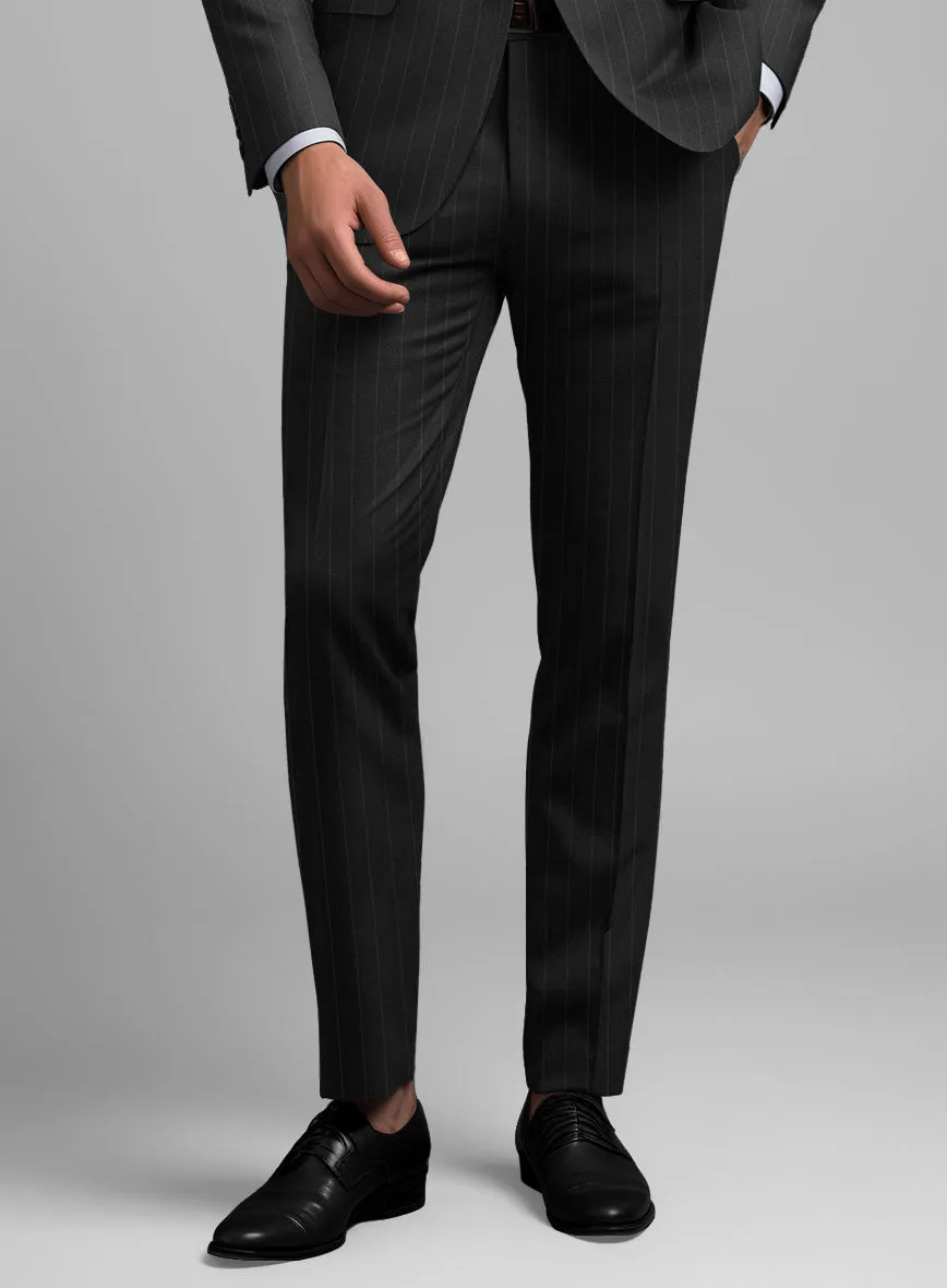 Hardy Minnis Black Pinstripe Wool Suit