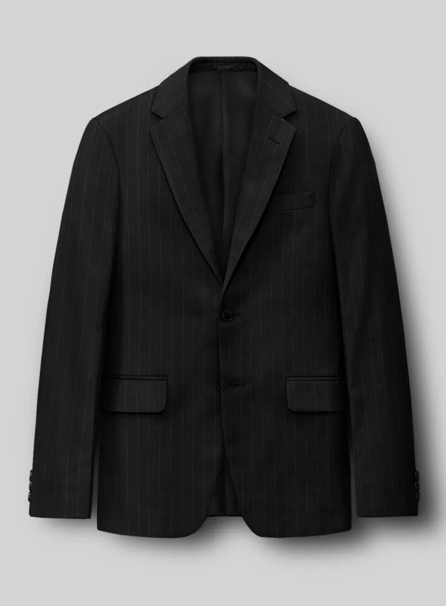 Hardy Minnis Black Pinstripe Wool Suit