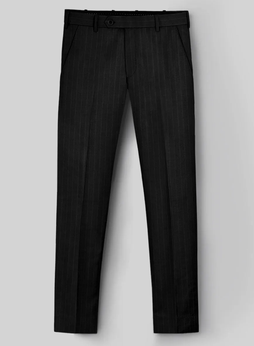 Hardy Minnis Black Pinstripe Wool Suit