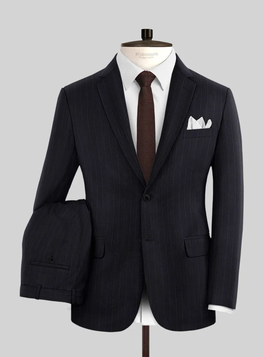 Hardy Minnis Blue Chalkstripe Wool Suit