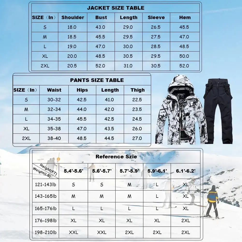 Hotian Men Hooded Skiing Snowboarding Set Soft Shell