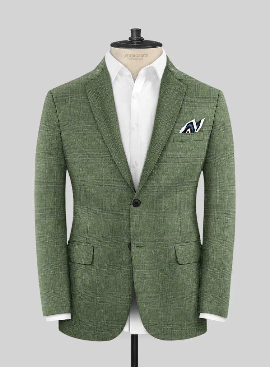 Italian Murano Gumil Green Wool Linen Silk Suit