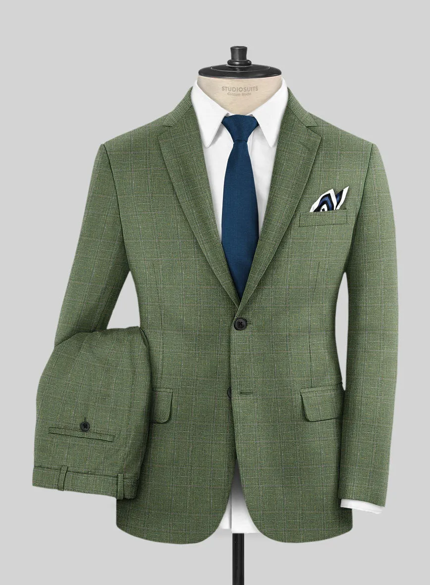 Italian Murano Gumil Green Wool Linen Silk Suit