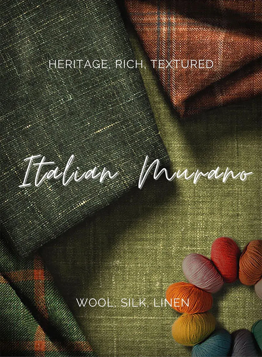 Italian Murano Gumil Green Wool Linen Silk Suit