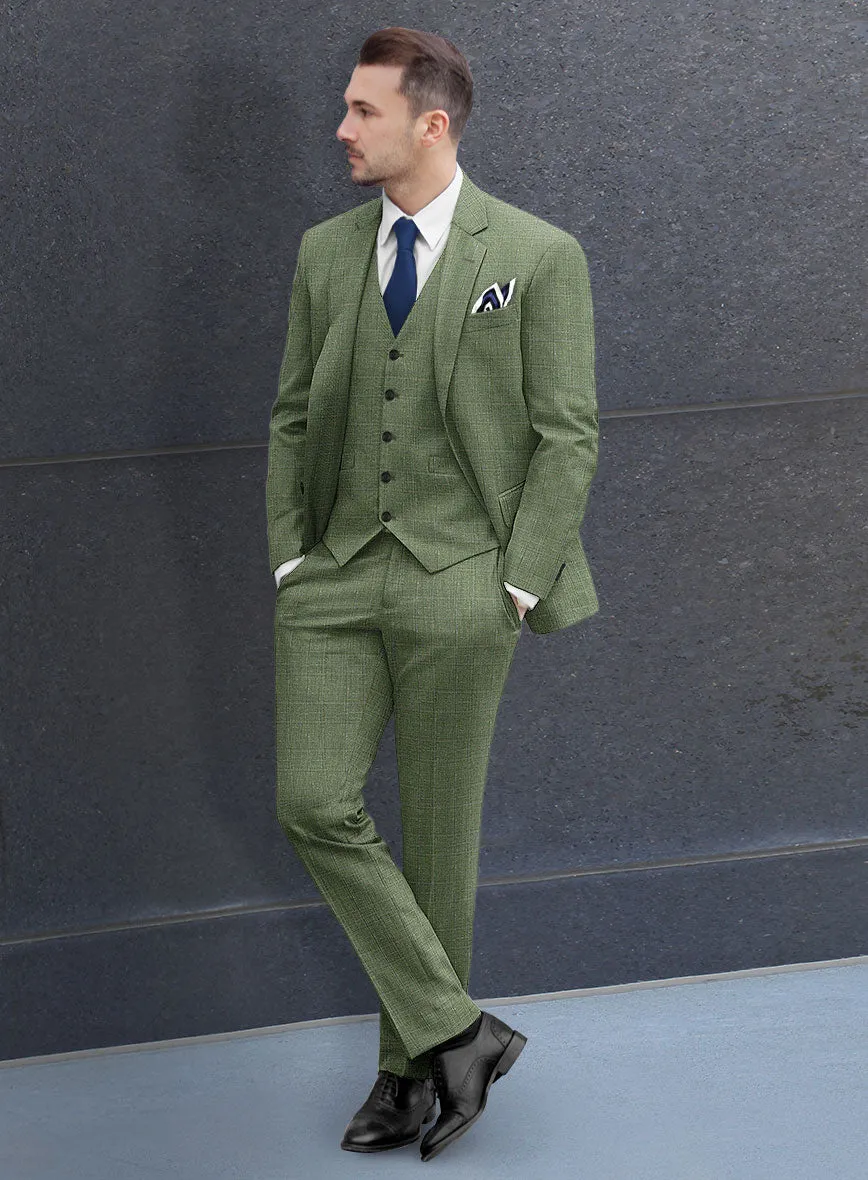 Italian Murano Gumil Green Wool Linen Silk Suit