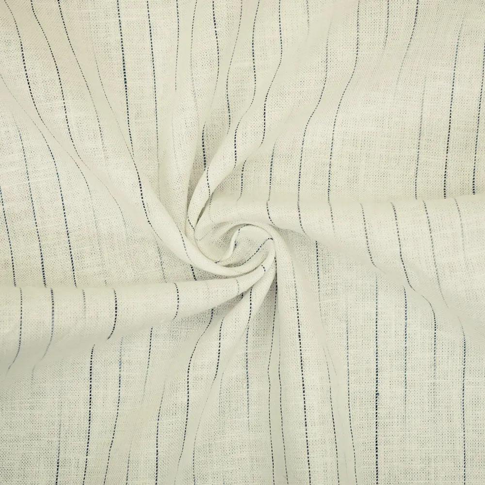 Ivory-Blue Stripe Linen Shirting Woven Fabric