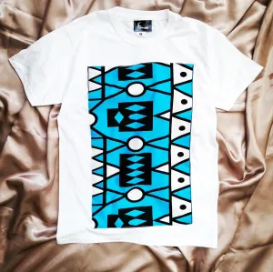 Kids T-shirt in White with blue Samakaka