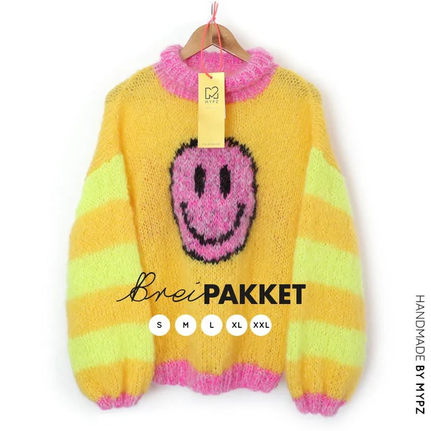 Knitting Kit – MYPZ Light Mohair Pullover Smiley Yellow No8 (ENG-NL)