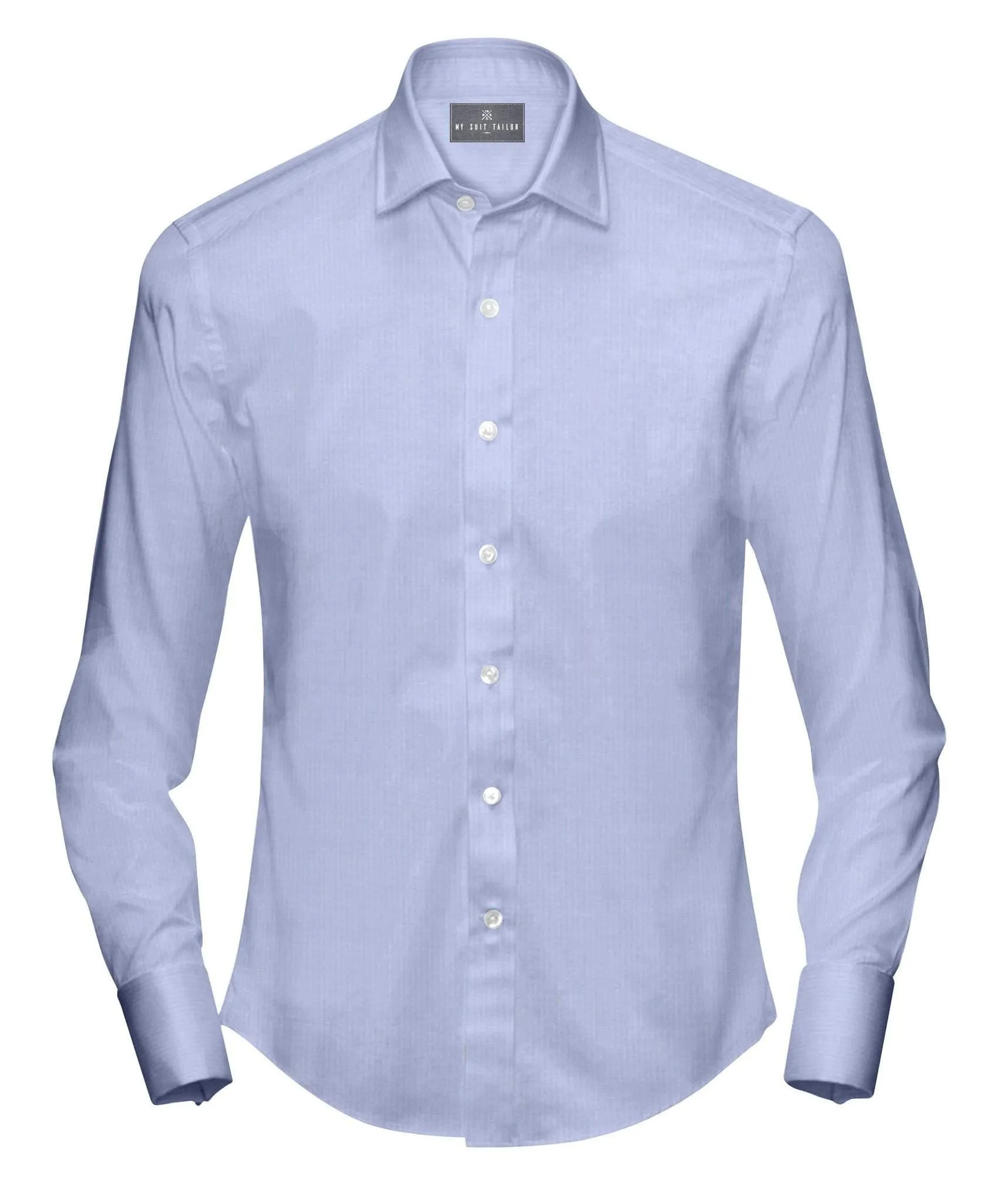 Light Blue Herringbone Dress Shirt