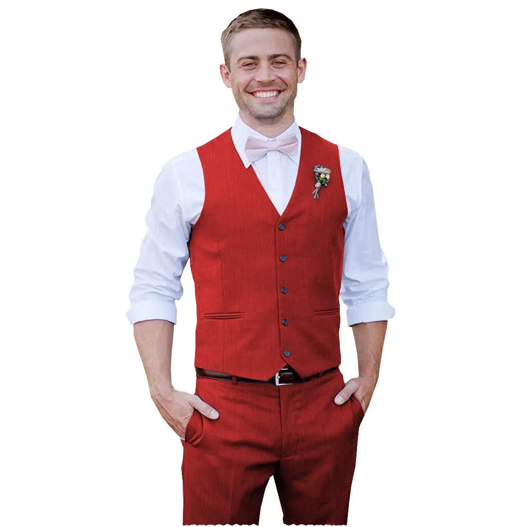 Men 2 Piece Suits Groomsmen Tuxedos Prom Vest and Pants Set