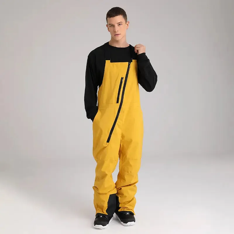 Men Solid Color Ski Ski Bibs Pants One-piece Jumpsuit