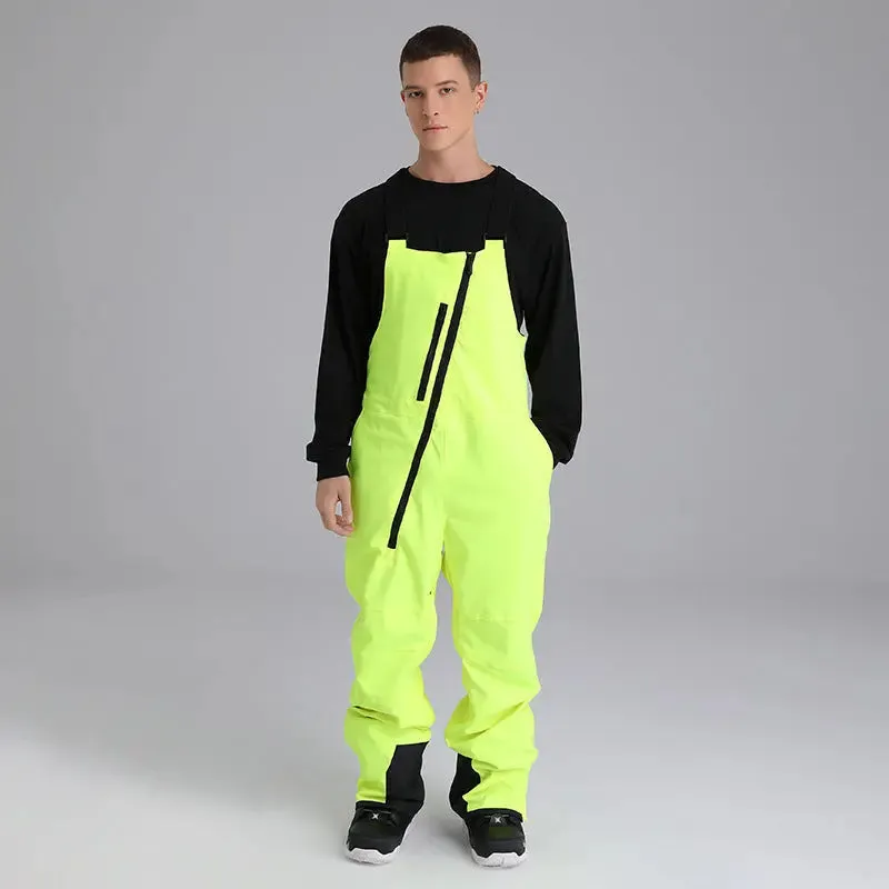 Men Solid Color Ski Ski Bibs Pants One-piece Jumpsuit