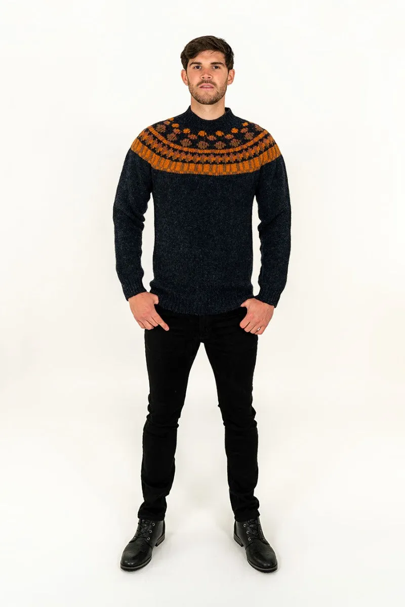 Mens Fair isle Staffa Yoke Jumper - Charcoal