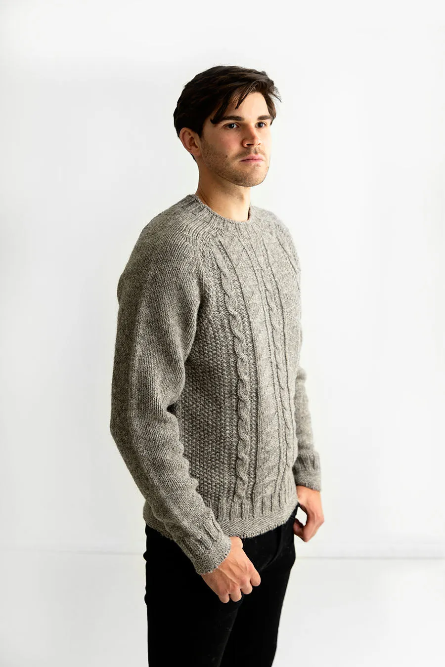 Mens Natural Gansey Jumper -undyed