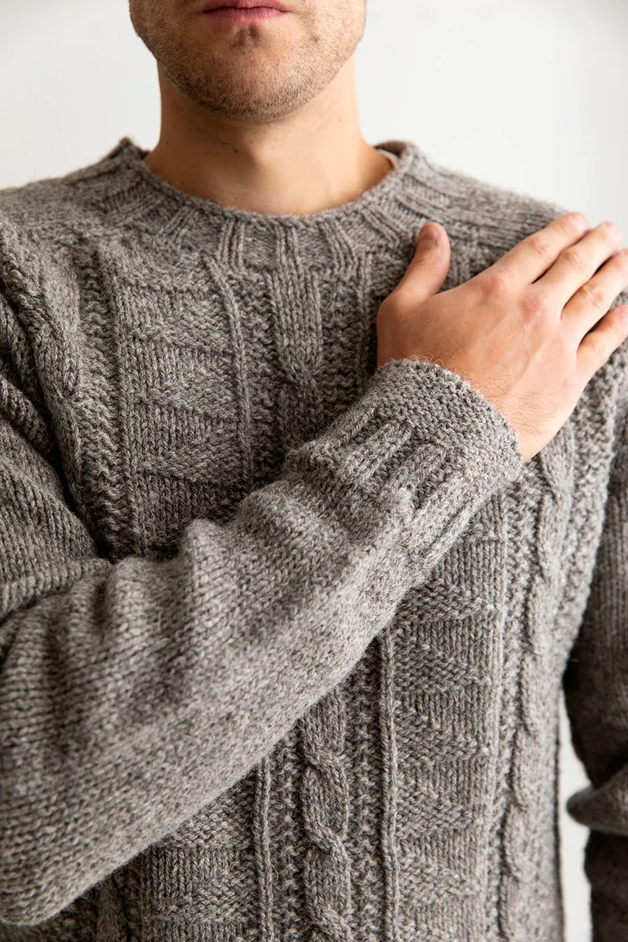 Mens Natural Gansey Jumper -undyed