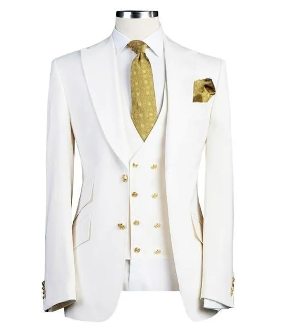 Men's Suits Three Piece Slim Fit Wedding Suit White