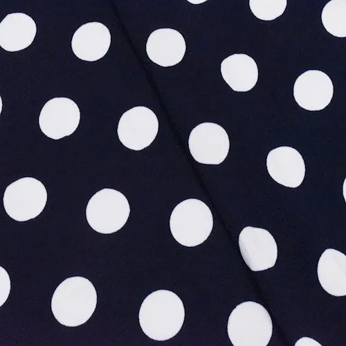 Navy/Ivory Polka-Dot Print Stretch Activewear Knit Fabric