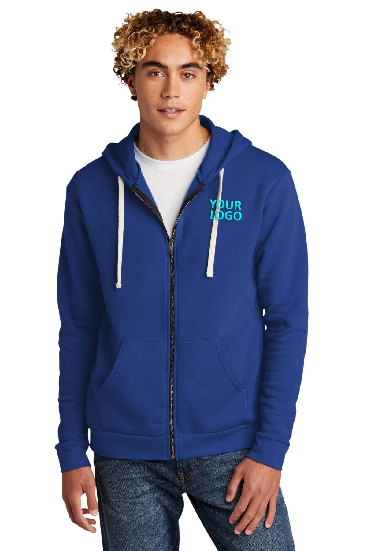 Next Level Unisex Beach Fleece Custom Zip Hoodies, Royal