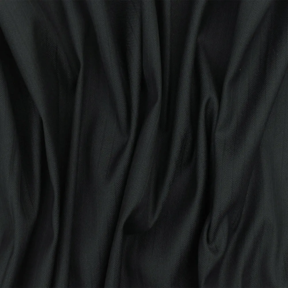 Official Black Stripe Wool-Poly Twill Suiting Fabric