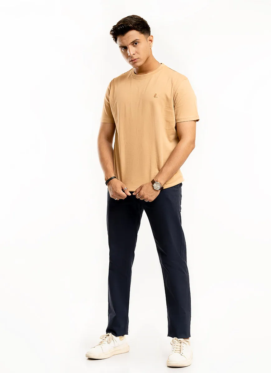 Plain-Light Brown, 100% Cotton Basic Tee