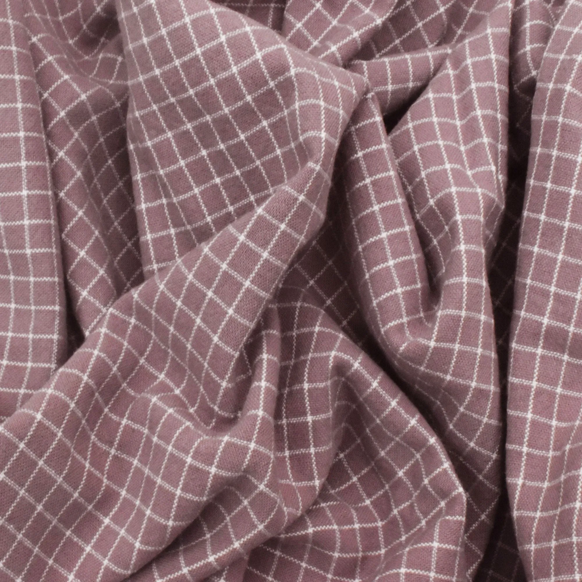 Quartz Mauve Purple-White Grid Plain Weave Shirting Fabric