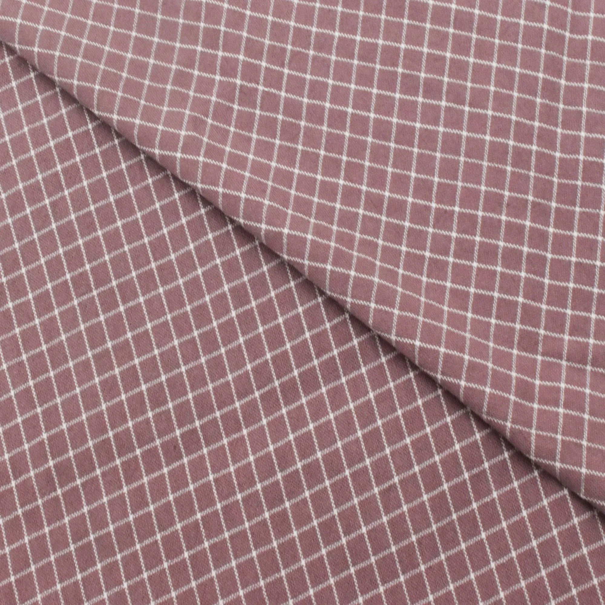 Quartz Mauve Purple-White Grid Plain Weave Shirting Fabric